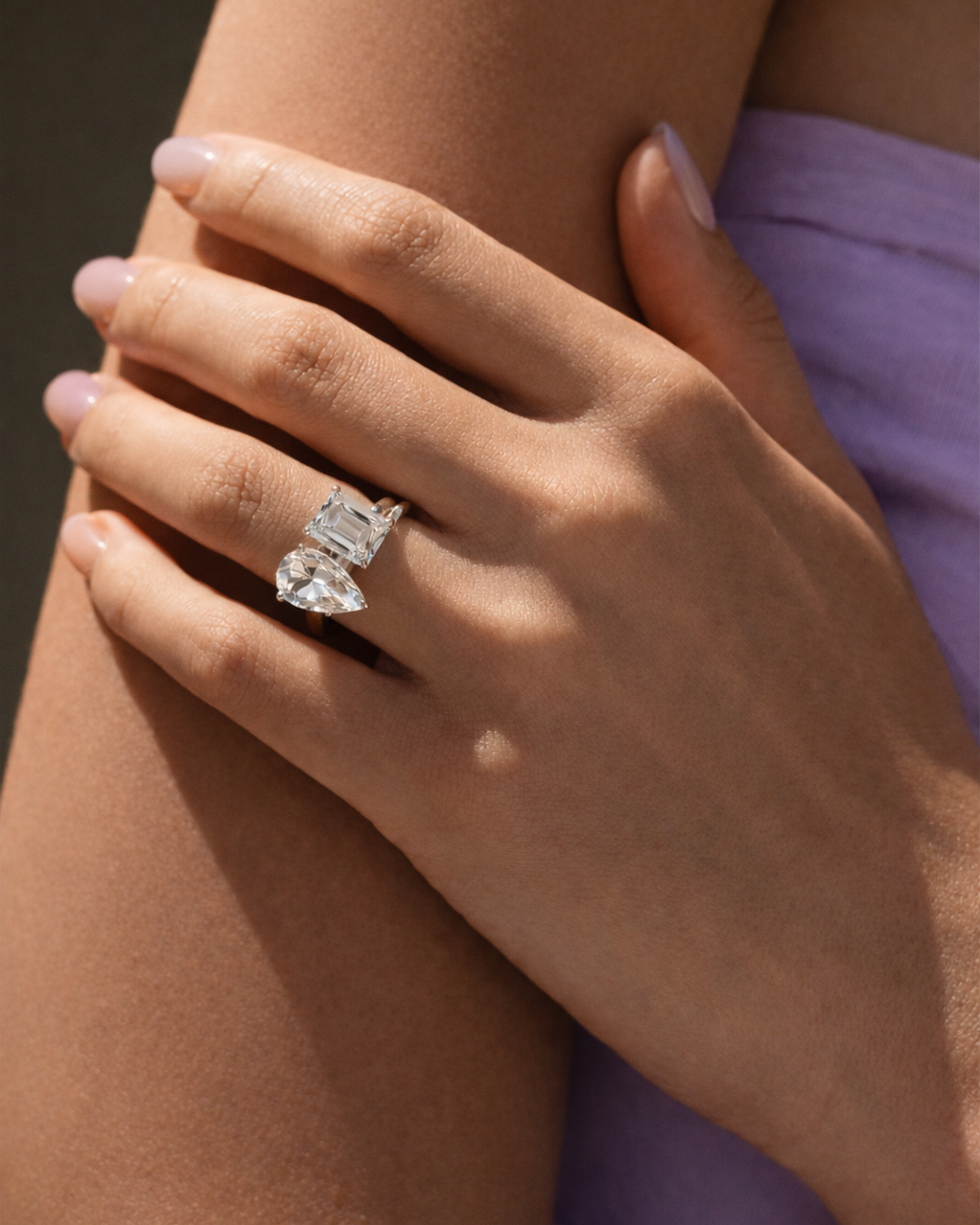 Isolde Grande Toi et Moi Ring 6ct  (Silver)
